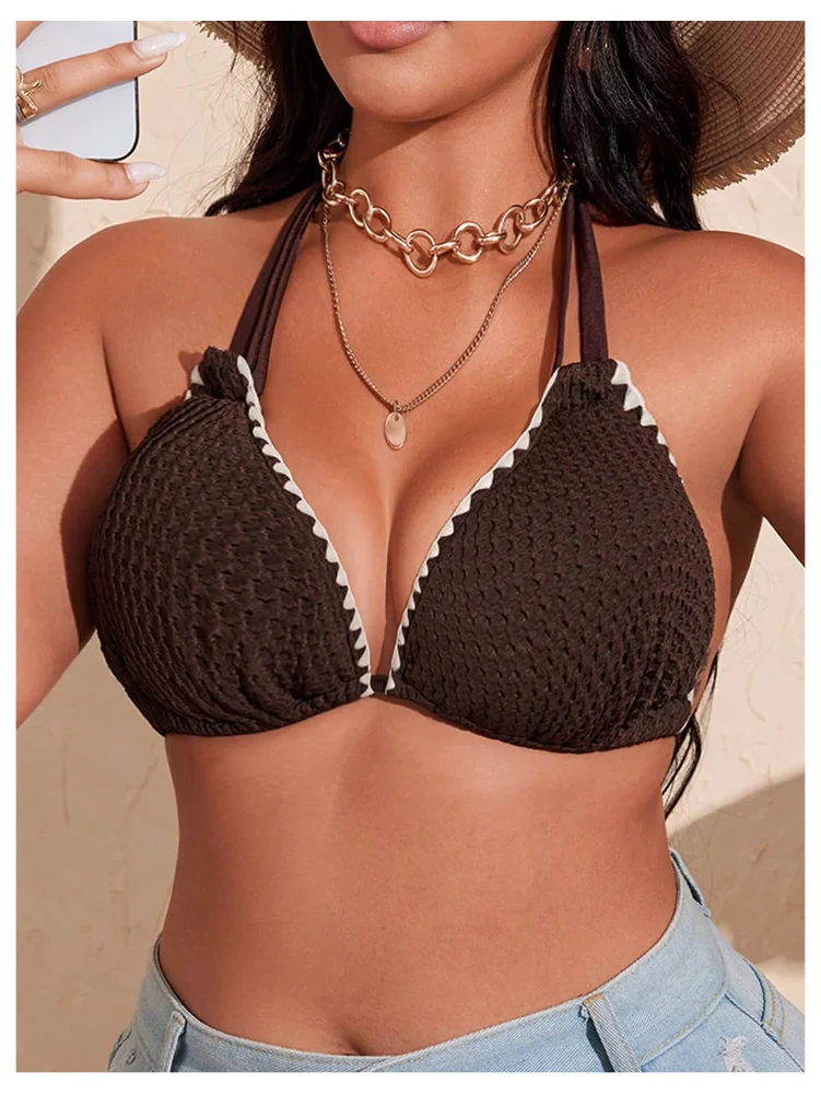 MAKEMECHIC Triangle Tie Open Back Bikini Set, view 2