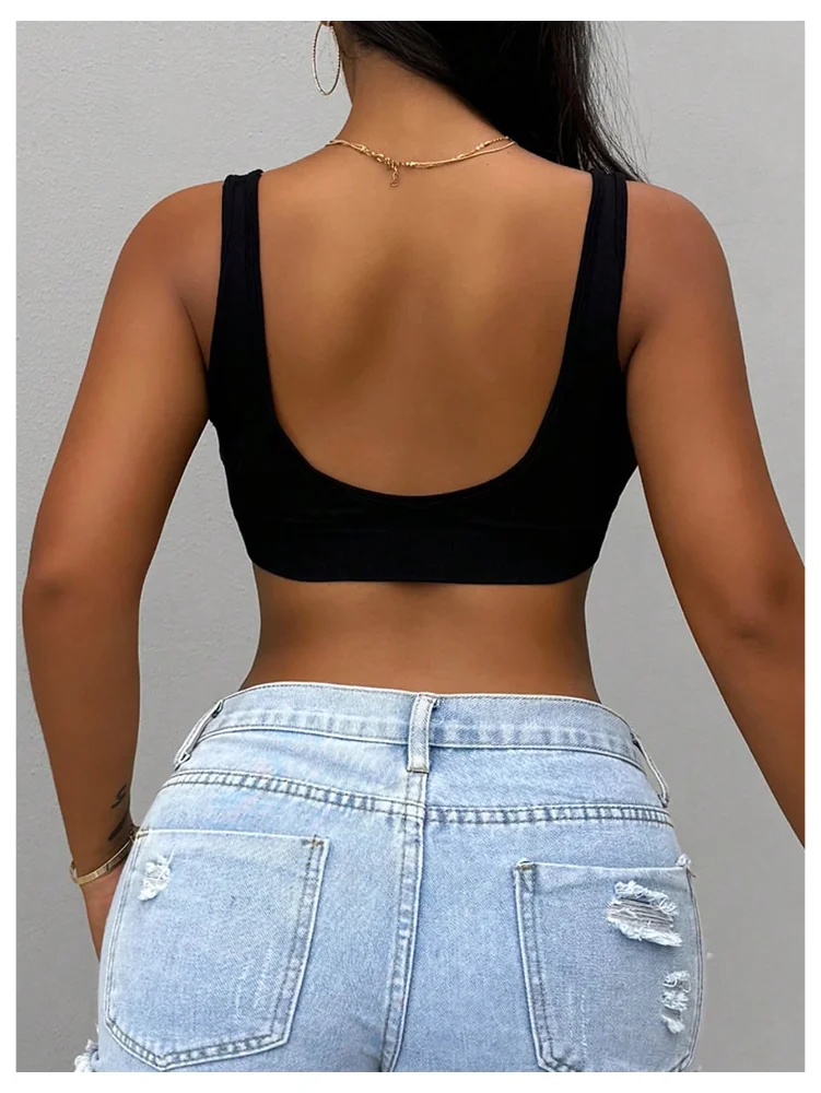 MAKEMECHIC Open Back Low Cut Crop Top, view 2