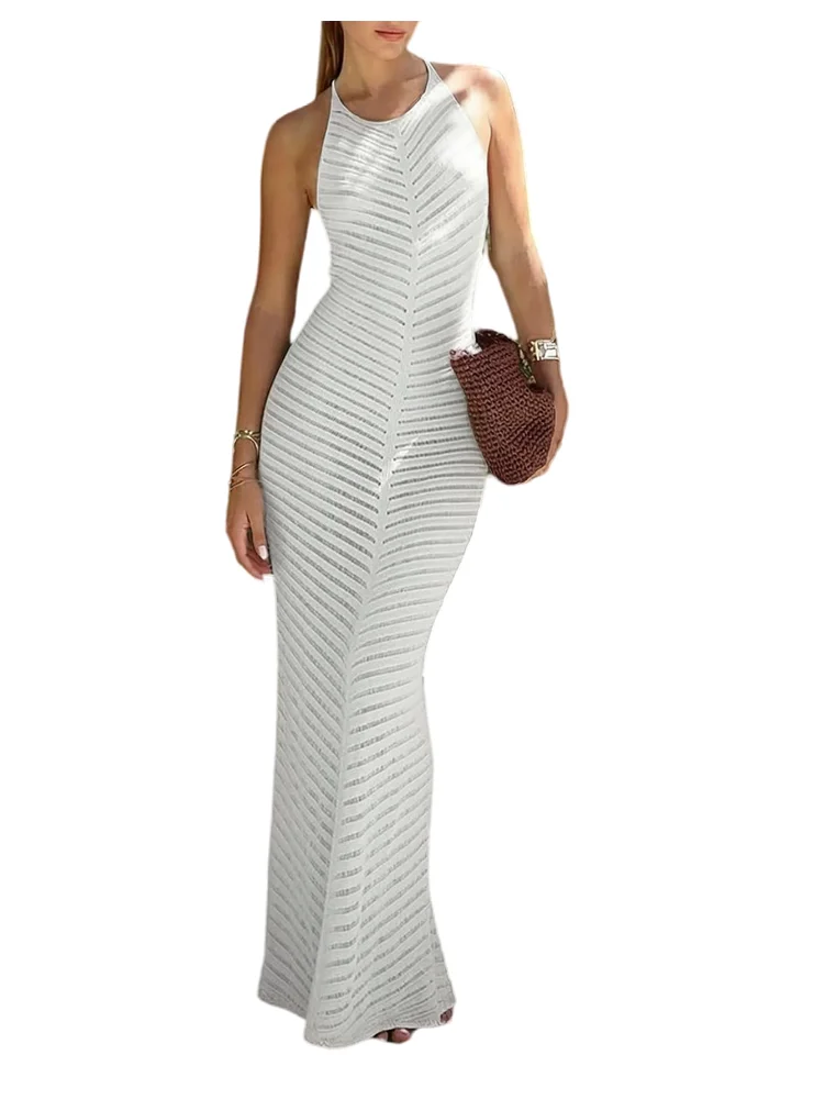 MAKEMECHIC Hollow Tie Backless Beach Cover-Up