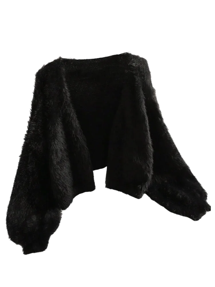 MAKEMECHIC Fuzzy Faux Fur Outerwear Cardigan