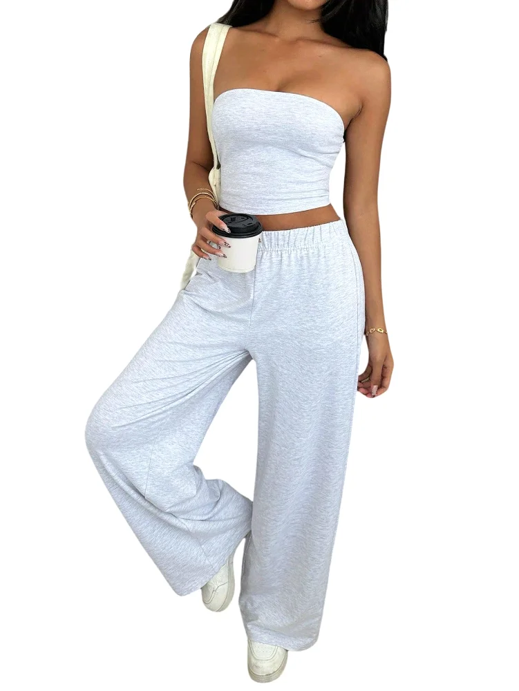 MAKEMECHIC Strapless Tube Crop Pants Set