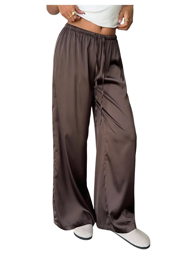 MAKEMECHIC Silk Flowy Wide Leg Pants