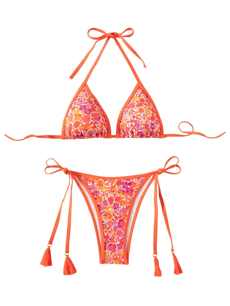 MAKEMECHIC Paisley Triangle Bikini Set