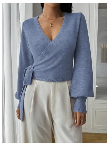 MAKEMECHIC Wrap V-Neck Bishop Cardigan, view 2