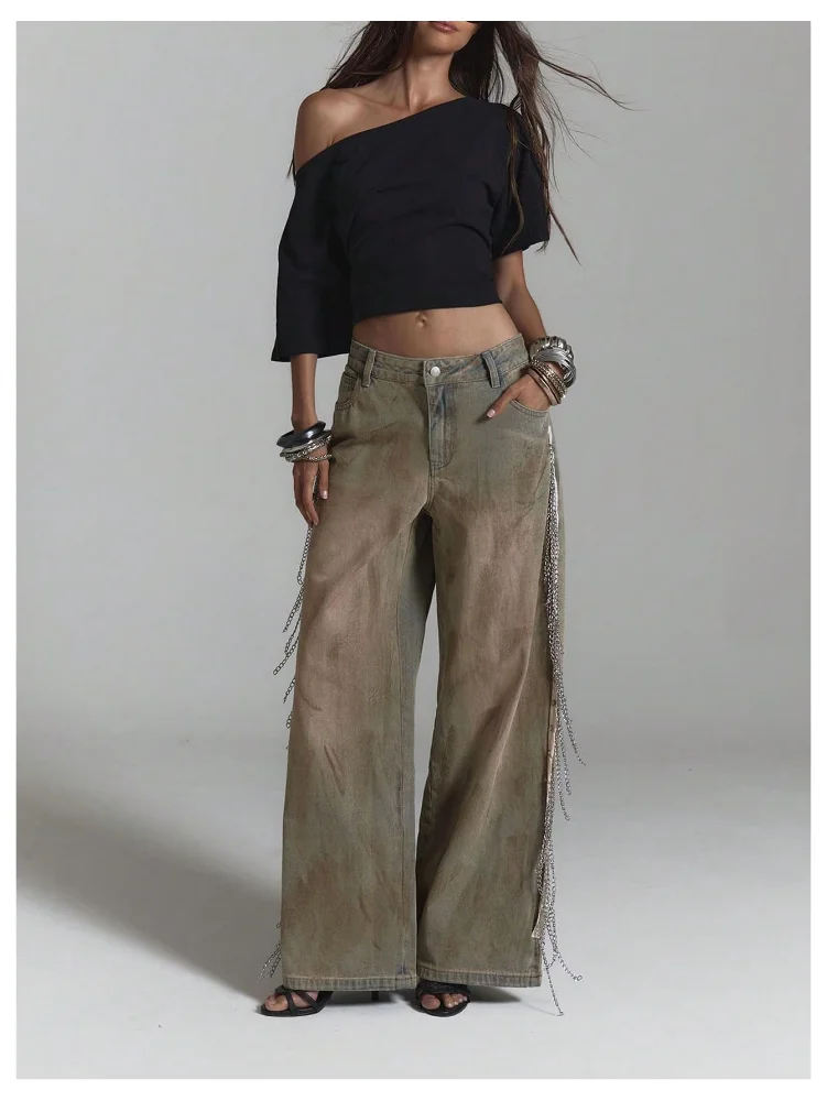 MAKEMECHIC Off The Shoulder Chain Backless Crop Top, view 3