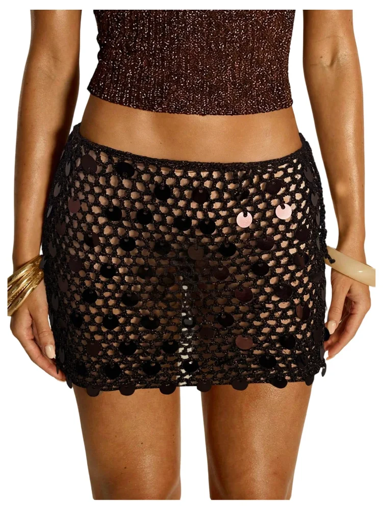 MAKEMECHIC Crochet Sequin Mini Beach Cover-Up