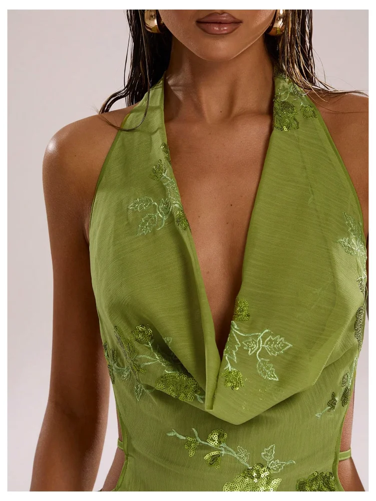 MAKEMECHIC Sequin Draped Floral Mini Dress, view 3