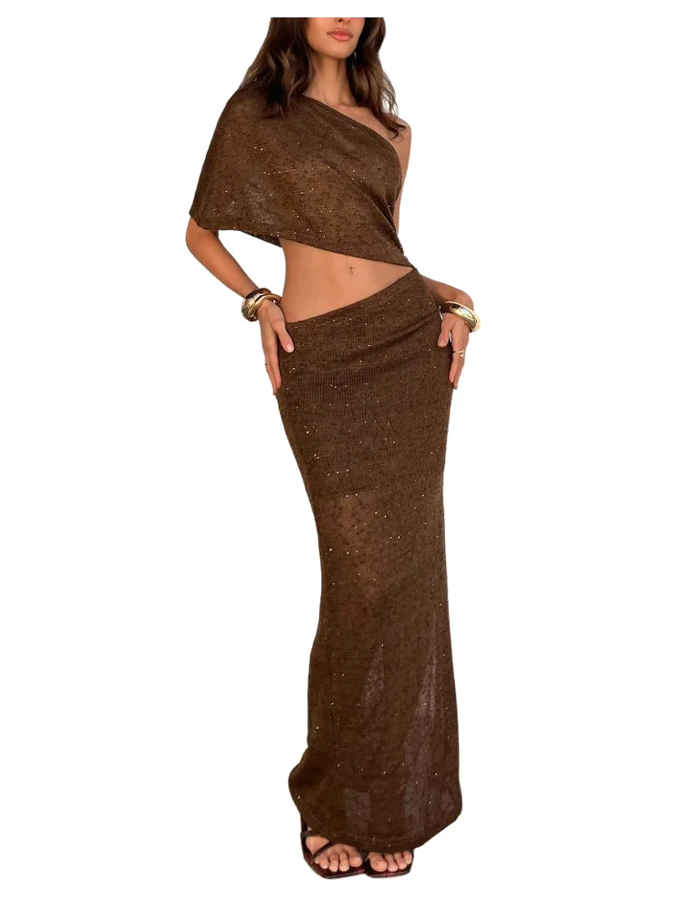 MAKEMECHIC Glitter Bodycon Cut Out Maxi Dress