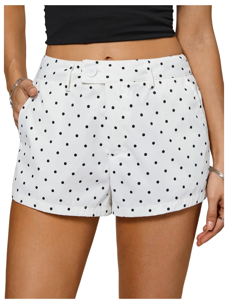 MAKEMECHIC Polka Dot Mini Low Rise Shorts