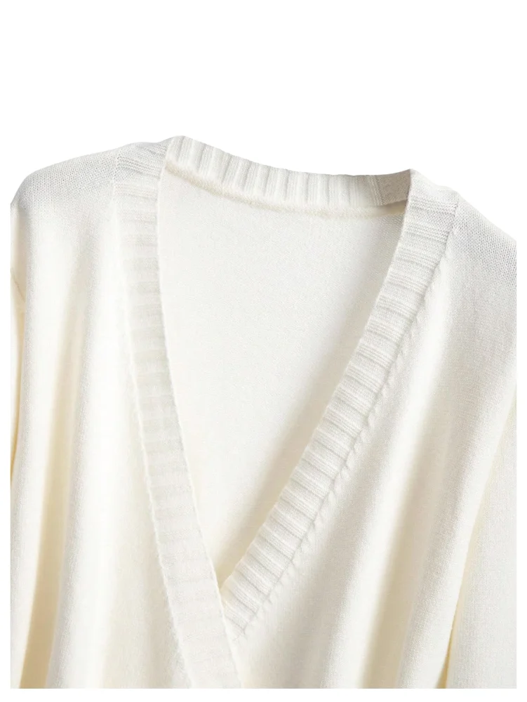 MAKEMECHIC Long Sleeve Wrap V-Neck Matching Set, view 3