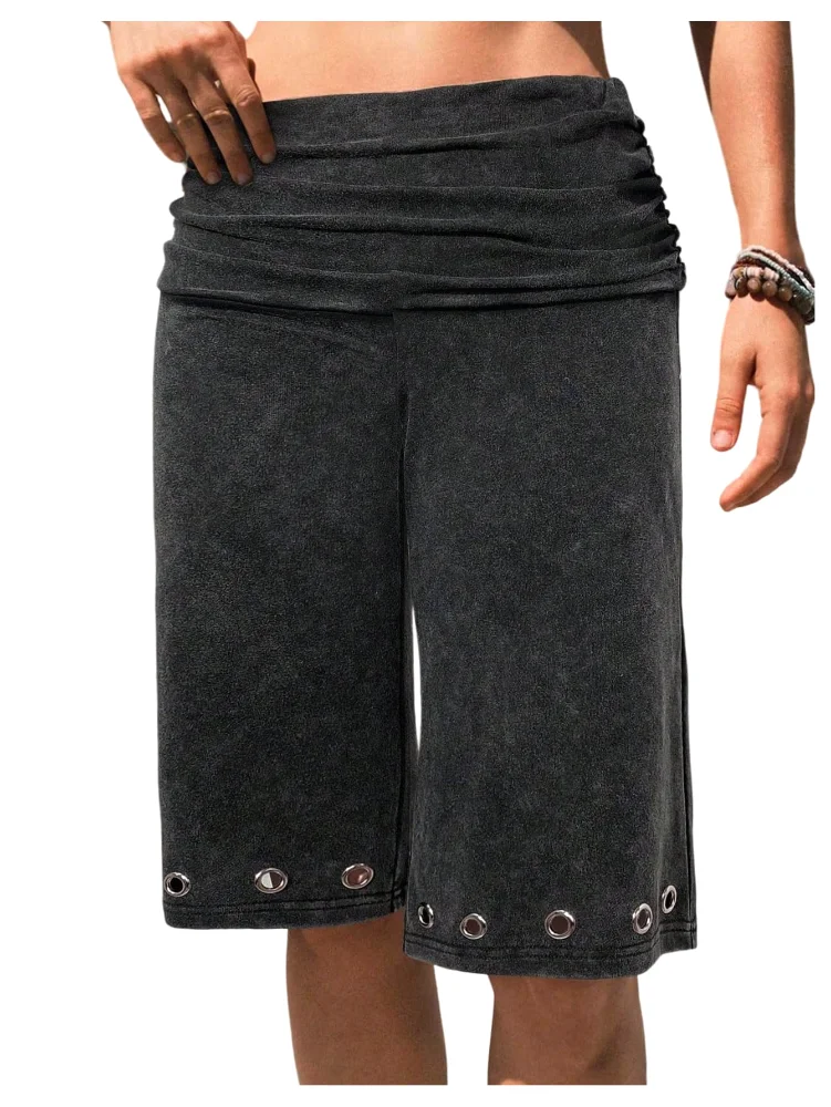 MAKEMECHIC Wide Leg Bermuder Fold Shorts