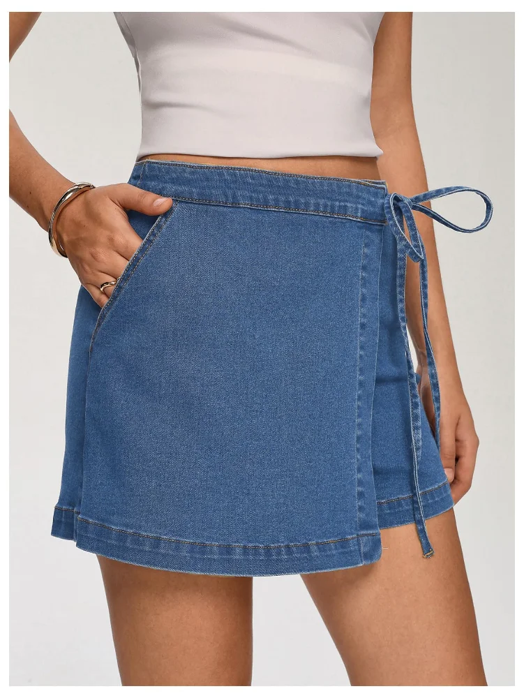 MAKEMECHIC Denim Wrap Wide Leg Jeans, view 3