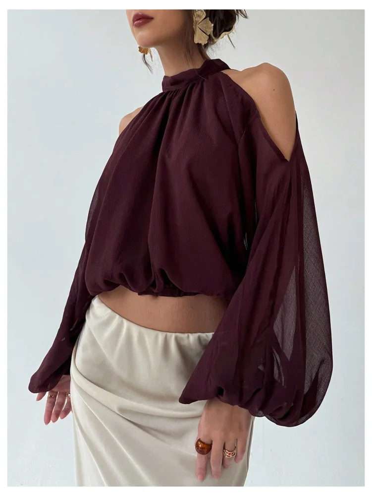 MAKEMECHIC Cold Shoulder Long Sleeve Matching Set, view 3