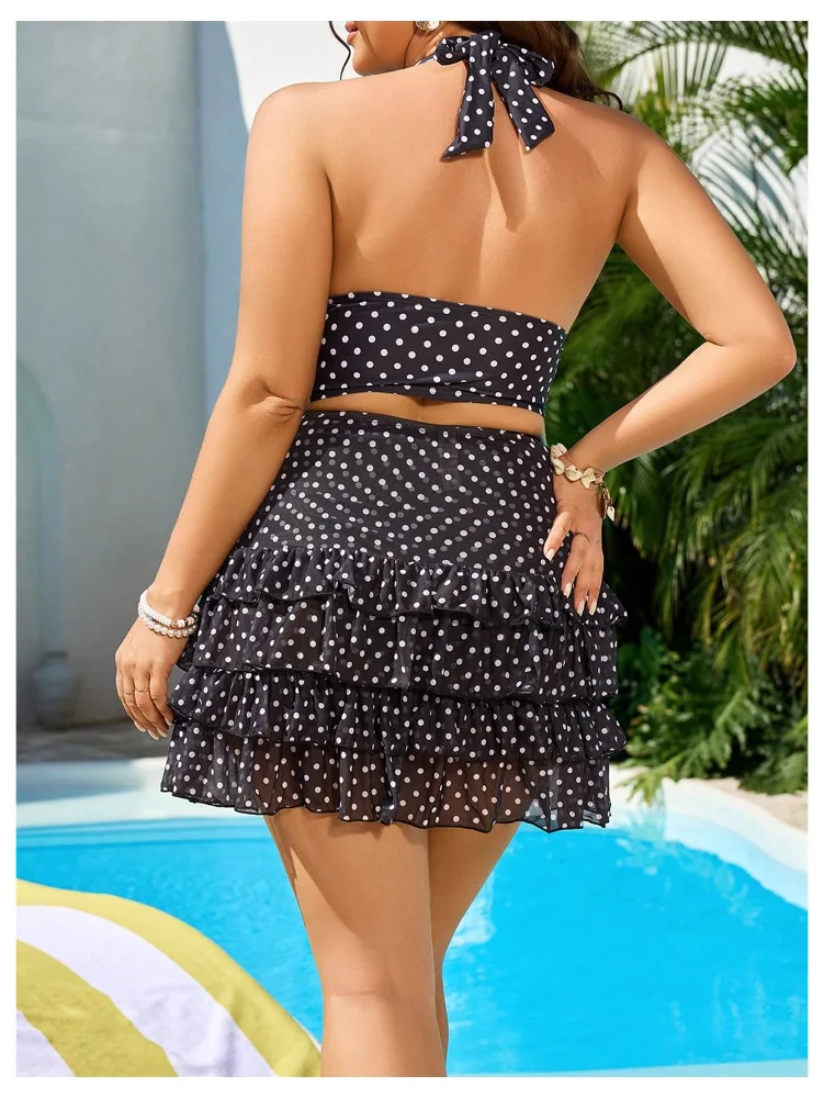 MAKEMECHIC Polka Dot Tankini, halter neck, view 3