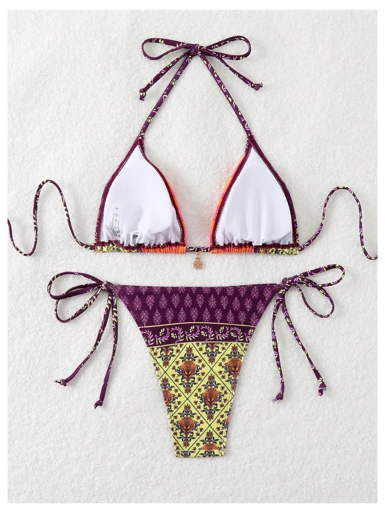 MAKEMECHIC Printed Triangle Tie Bikini Set, view 2
