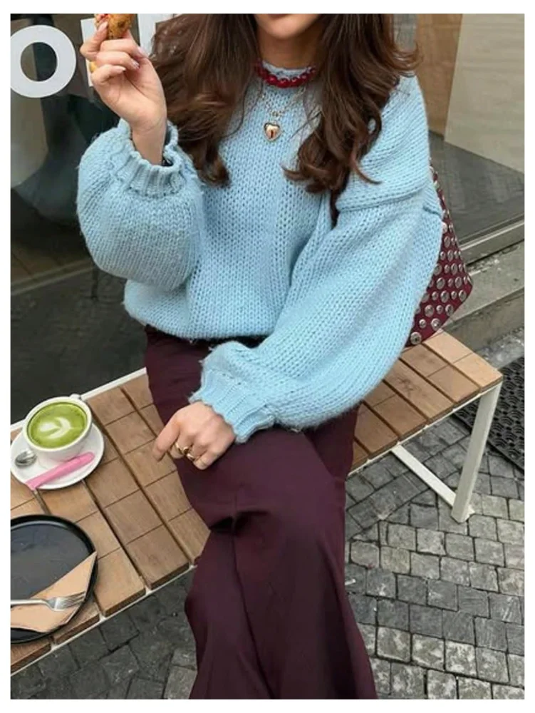 MAKEMECHIC Crew Neck Long Sleeve Knitted Sweater, view 3