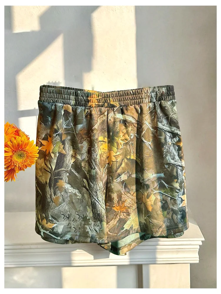 MAKEMECHIC High Waisted Camo Shorts, view 3