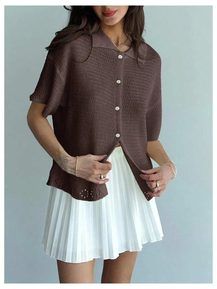 MAKEMECHIC Short Sleeve Collared Weight Cardigan, view 2