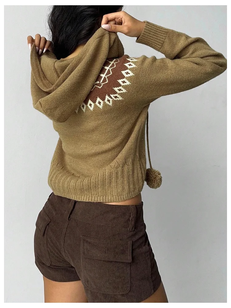 MAKEMECHIC Fair Isle Hooded Cardigan, view 2