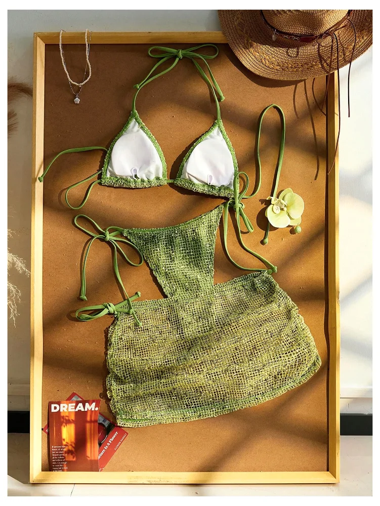 MAKEMECHIC Crochet Bikini Set, tropical, view 3