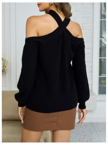 MAKEMECHIC Off The Shoulder Criss Cross Sweater, view 2