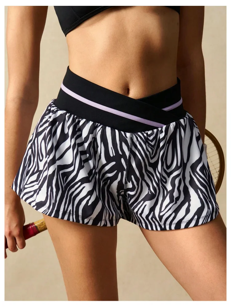 MAKEMECHIC Zebra Striped Tennis Shorts, view 2
