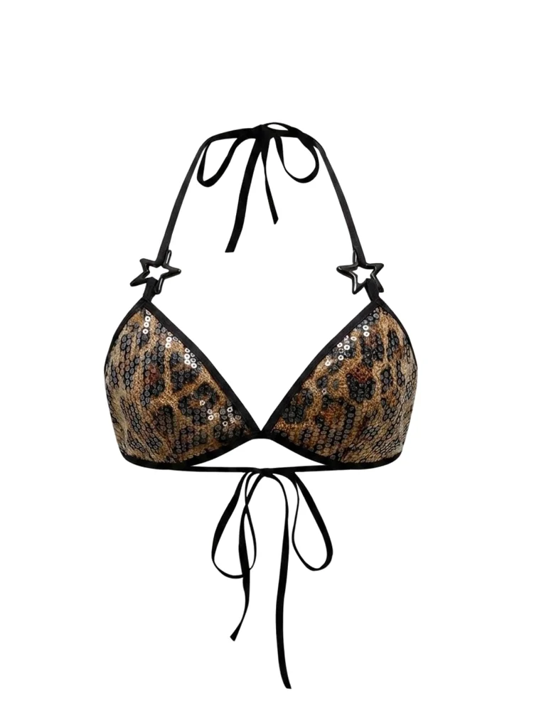MAKEMECHIC Sparkly Sequin Cheetah Bra