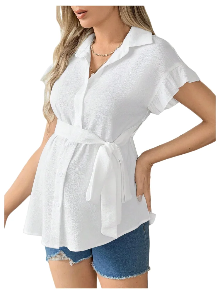 MAKEMECHIC Ruffle Maternity Blouse