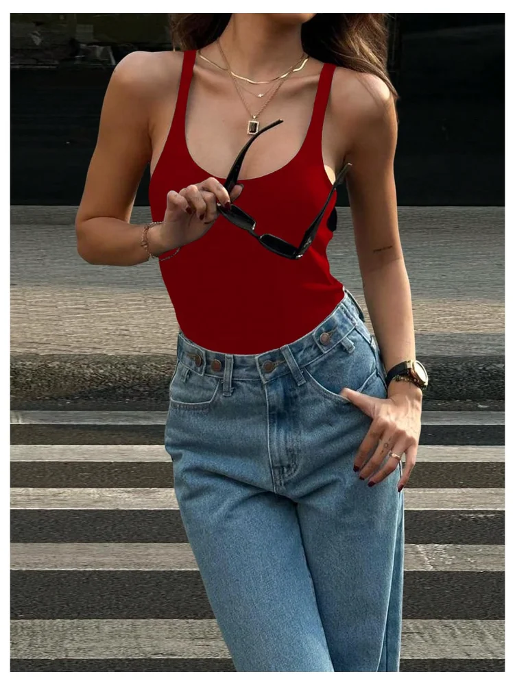 MAKEMECHIC Open Back Low Neck Bodysuit, view 3
