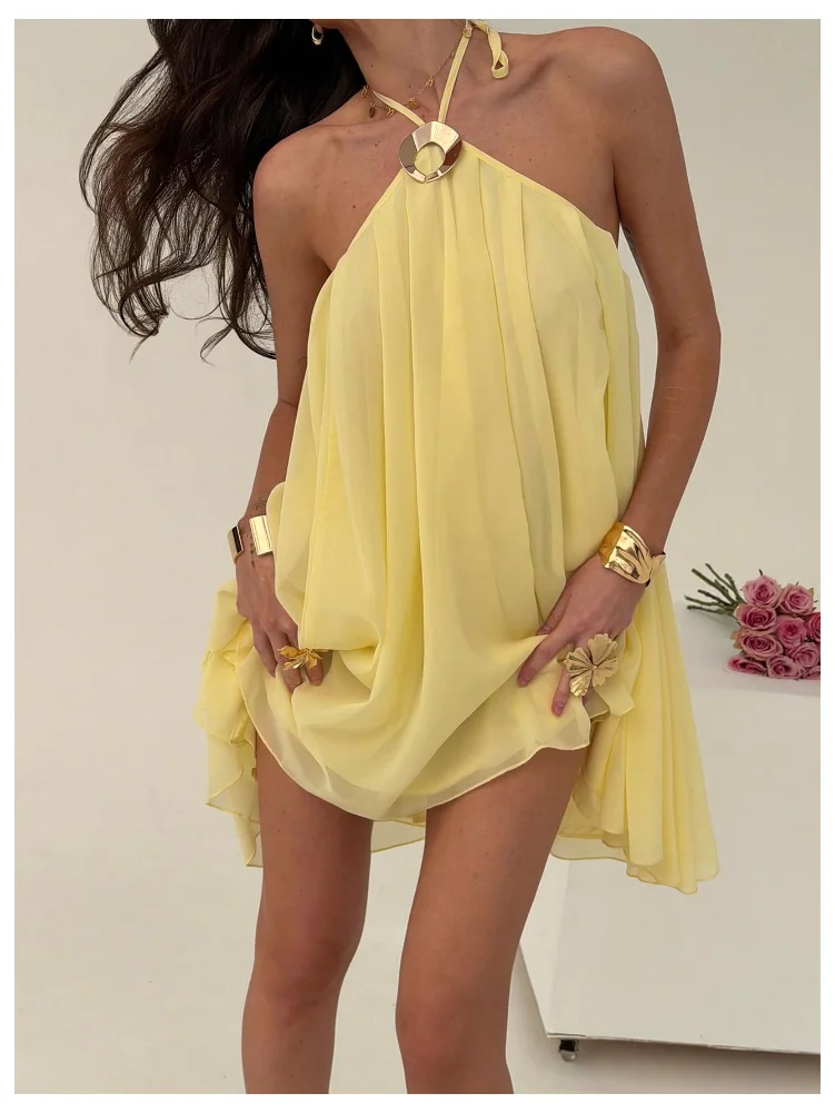 MAKEMECHIC Backless Flowy A Line Mini Dress, view 2