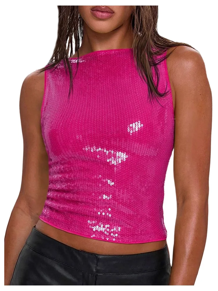 MAKEMECHIC Sparkly Sequin Tank Top