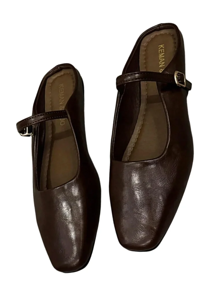 MAKEMECHIC Ballet Leather Square Flats