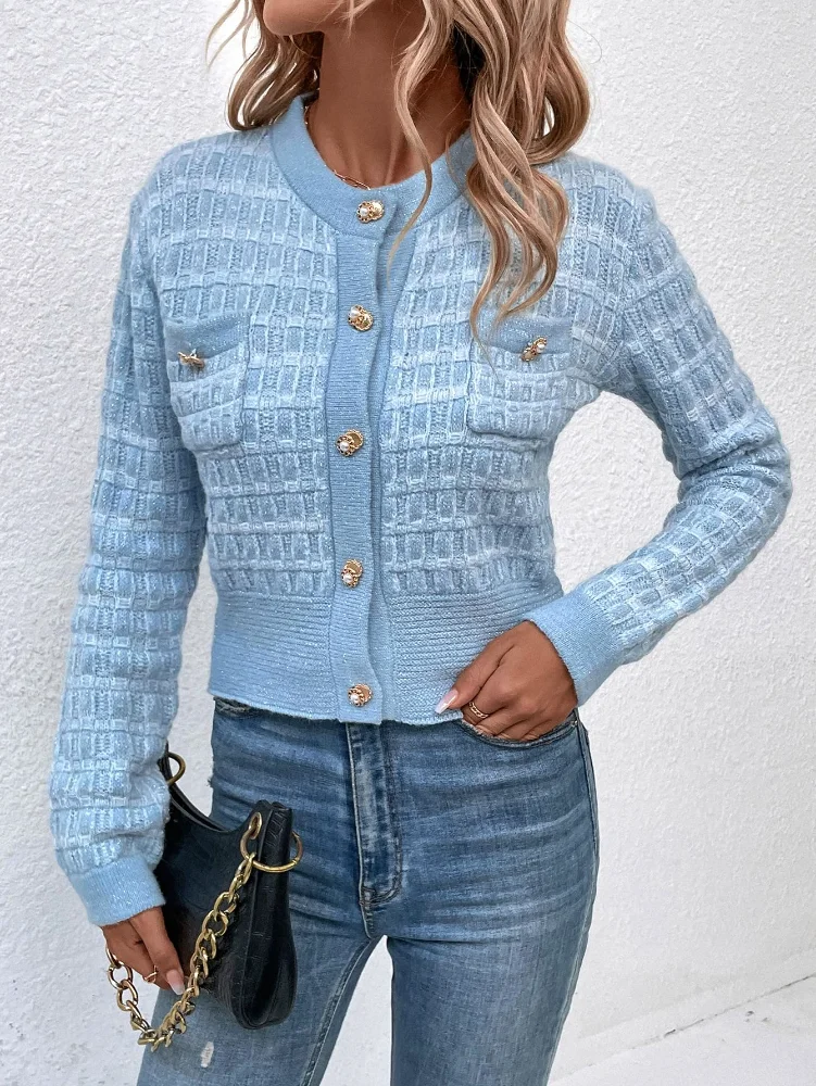 MAKEMECHIC Cropped Pearl Button Cardigan, view 3