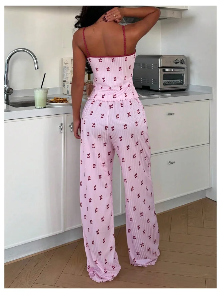 MAKEMECHIC Cherry Print Bow Pajamas, view 2