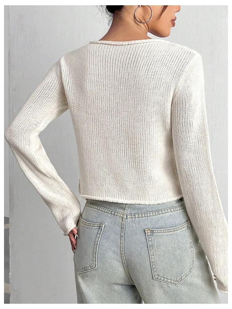 MAKEMECHIC Bell Sleeve Crew Neck Star Sweater, view 3