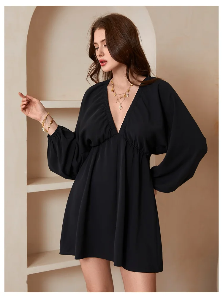 MAKEMECHIC Long Sleeve Backless V-Neck Matching Set, view 2