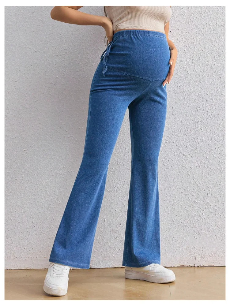 MAKEMECHIC Elastic High Waisted Flared Maternity Jeans, view 3