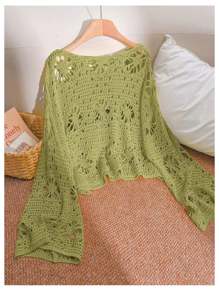MAKEMECHIC Crochet Hollow Long Beach Cover-Up, view 2
