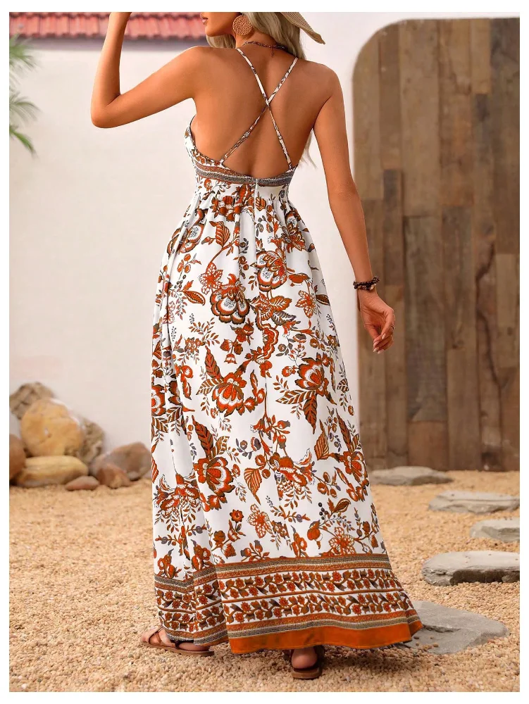 MAKEMECHIC Backless Flowy Maxi Dress, view 2