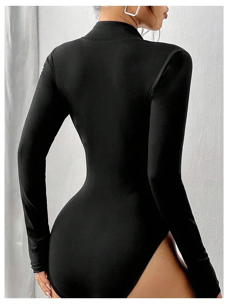 MAKEMECHIC Mock Neck Long Sleeve Zip Up Shapewear, view 2