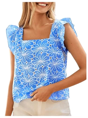 MAKEMECHIC Flutter Sleeve Ruffle Hollow Blouse