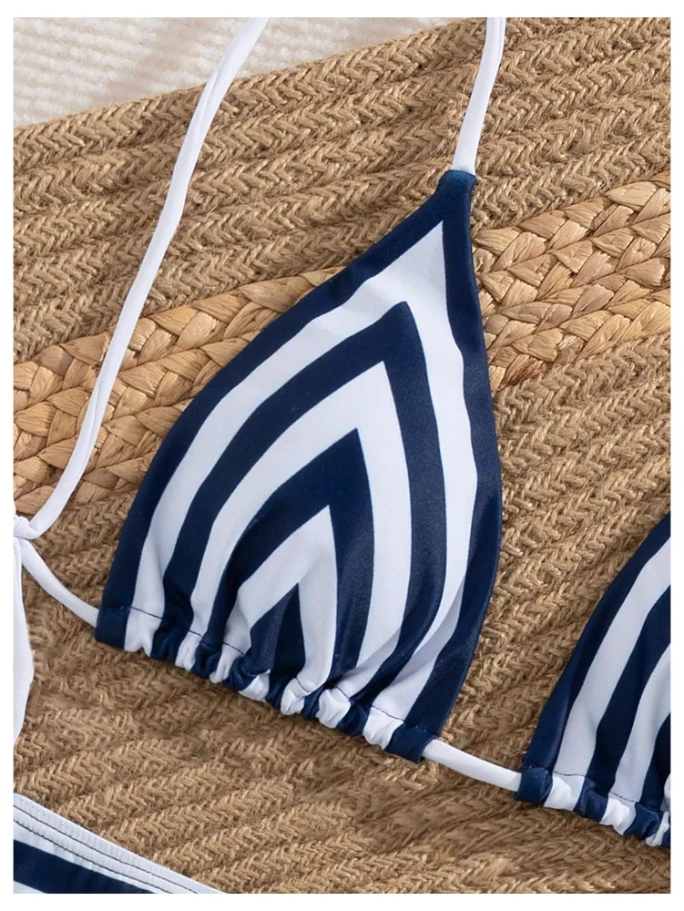 MAKEMECHIC Striped Micro Mini Bikini Set, view 3