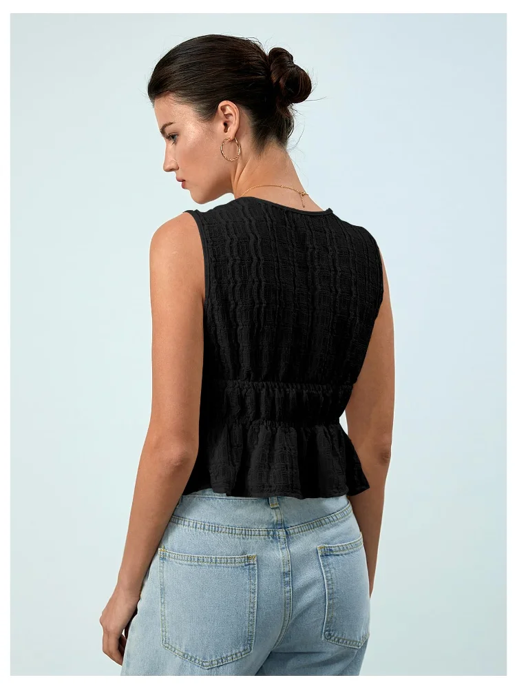 MAKEMECHIC Tie Front Sleeveless Flowy Tank Top, view 2