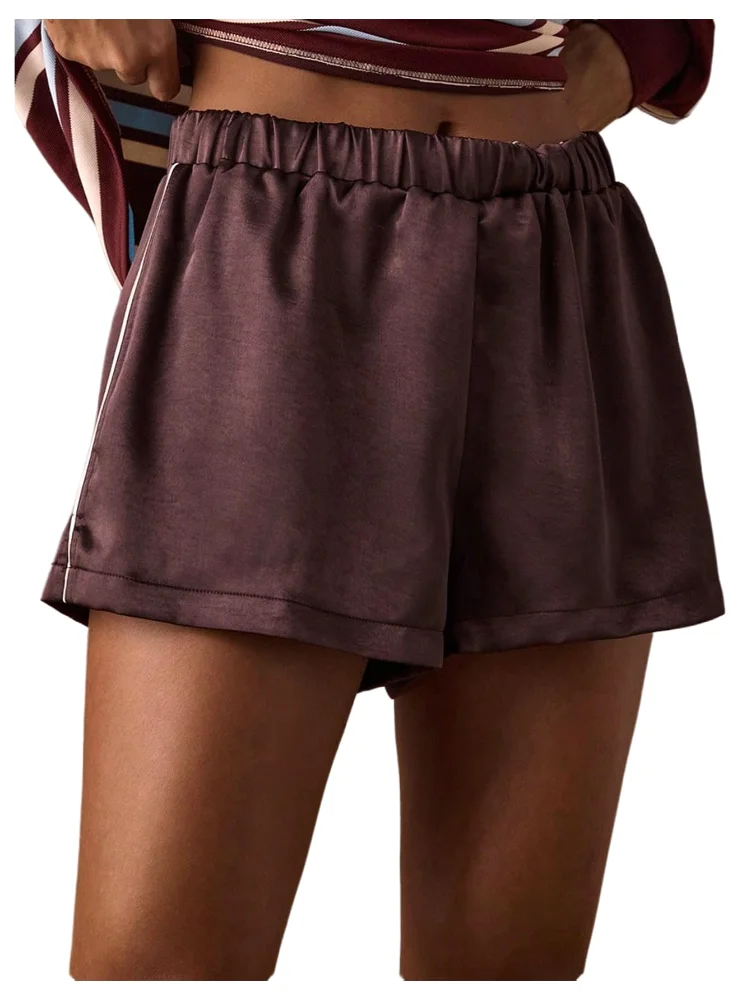 MAKEMECHIC Satin Sweat Wide Leg Shorts