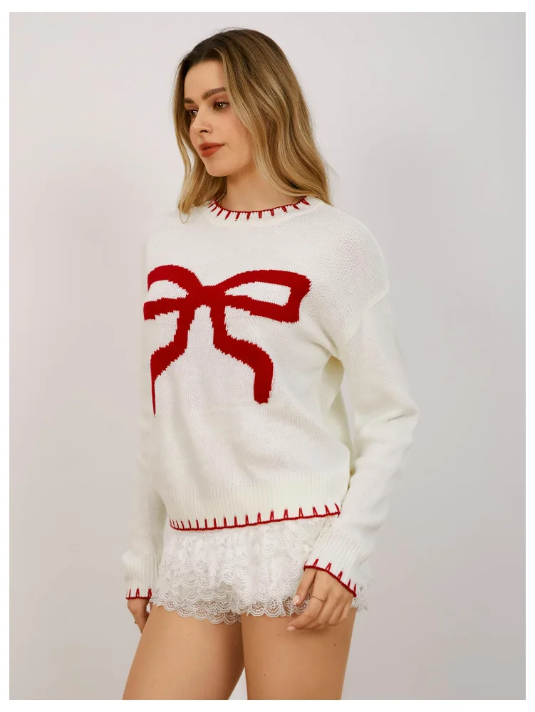 MAKEMECHIC Bow Knot Contrast Sweater, view 3