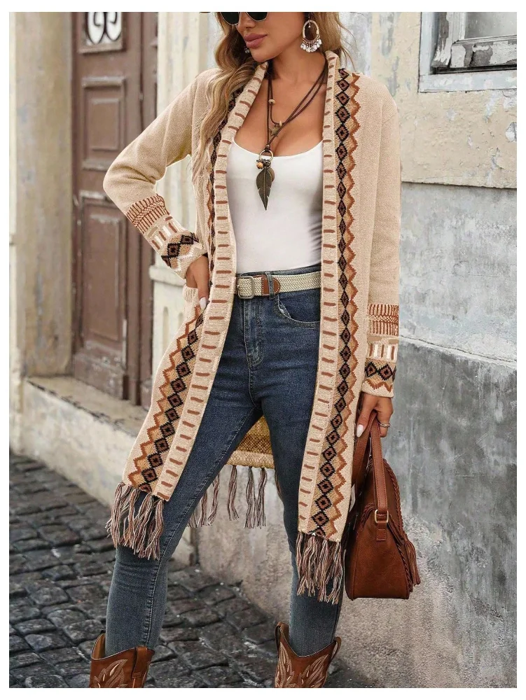 MAKEMECHIC Long Fringe Cardigan, view 2