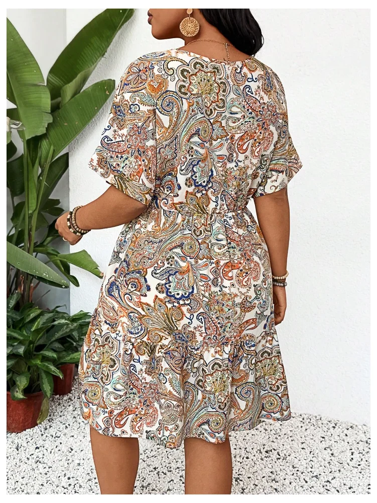 MAKEMECHIC Paisley Print Wrap Dress, view 3