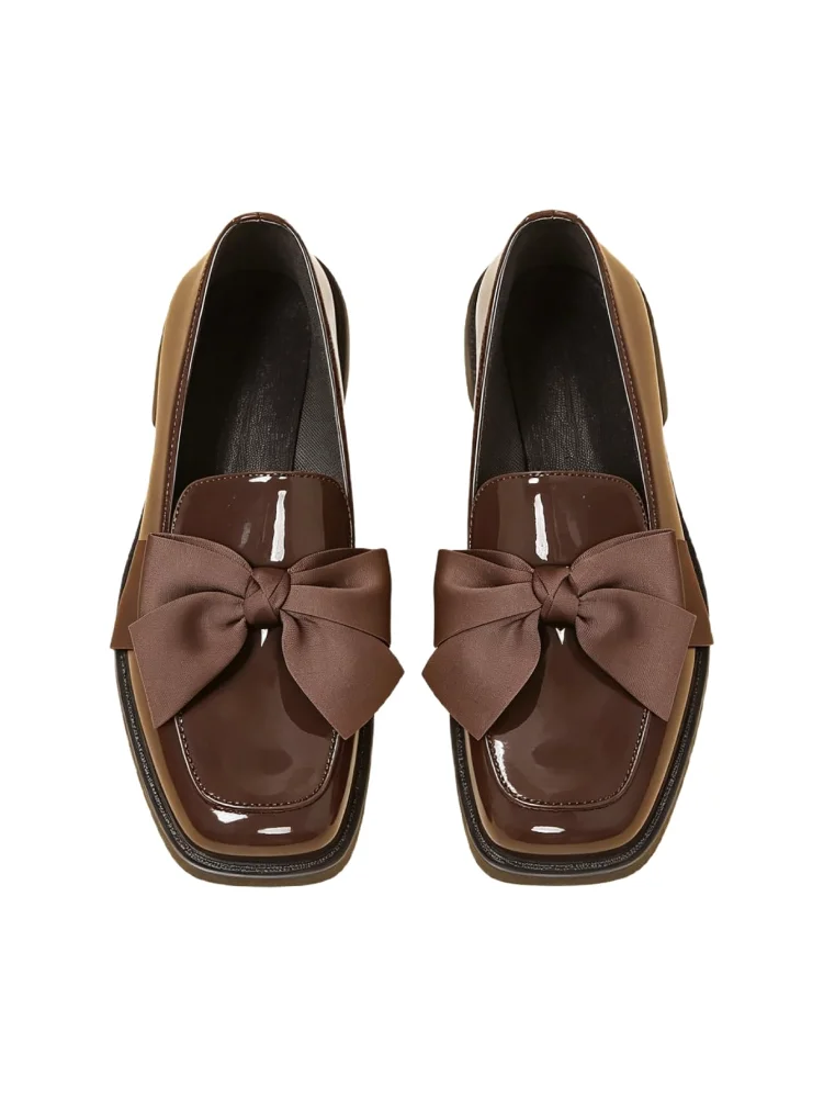 MAKEMECHIC Loafers Bow Leather Flats