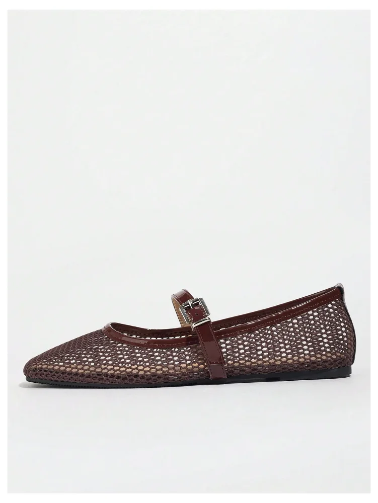 MAKEMECHIC Lace Mesh Ballet Flats, view 3