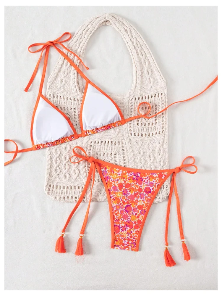 MAKEMECHIC Paisley Triangle Bikini Set, view 3